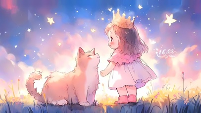 可爱公主和猫咪