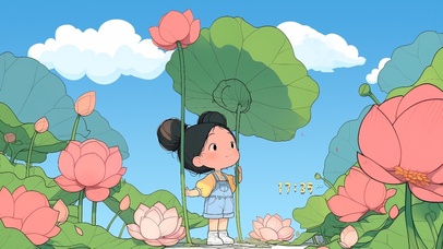 可爱荷塘少女