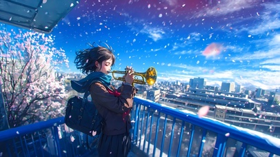 樱花下的唢呐女孩