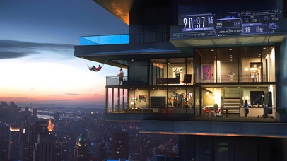 唯美夕阳城市公寓