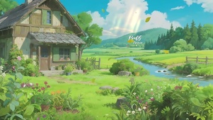 田园小屋溪流潺潺