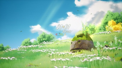 唯美夏日蓝天白云绿草