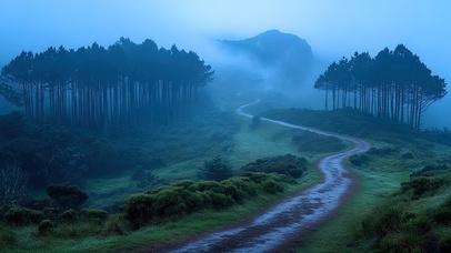 迷雾松林小径