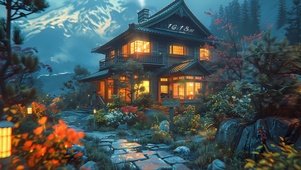 暮色寂静小屋