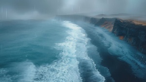 下雨的海边