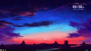 手绘晚霞-4K傍晚夕阳彩云