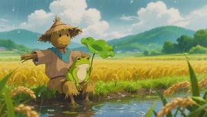 躲雨的小青蛙