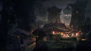 夜晚山庄景色