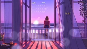 看日出的女孩