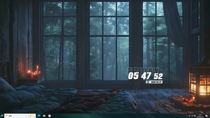 窗外护眼绿景桌面主题