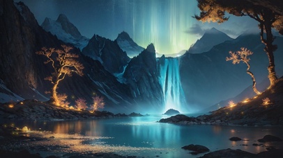 秘境奇景-极光瀑布