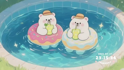 治愈系夏日两只小白小熊壁纸