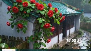 雨天 房屋花草桌面主题