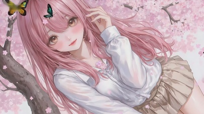 樱花树下的少女