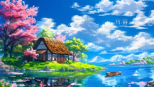 樱花湖水草屋