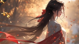 枫叶优雅国风美女