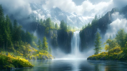 幽林瀑韵云深处