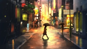 4k 治愈雨天街道