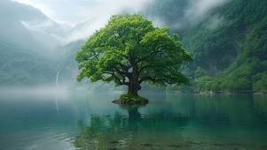 水中绿树
