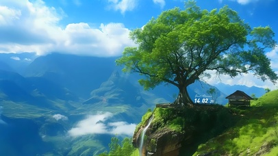 蓝天小树风景