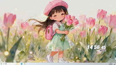 手拿鲜花的女孩桌面主题