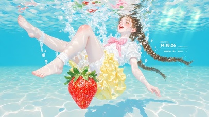 夏天水下草莓女孩