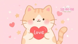 简约爱心小猫