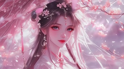 唯美古风桃花美女