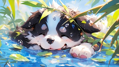 水上狗狗开心慵懒