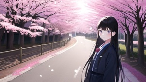 樱花树下的少女
