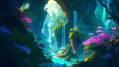 唯美山野瀑布风景