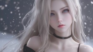 雪中高冷金发少女