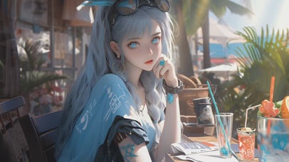 【4K】银发墨镜少女