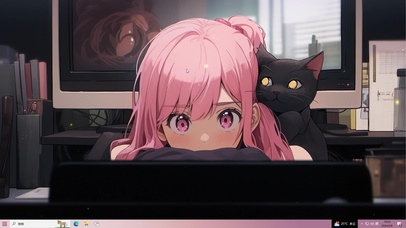 可爱粉色黑猫姐姐