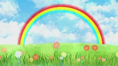 卡通草坪彩虹蓝天