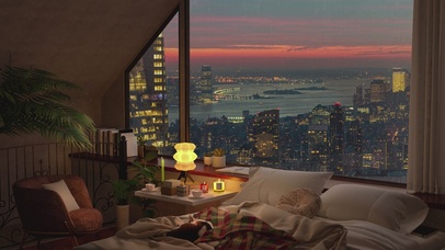 4K唯美治愈雨天城市房间