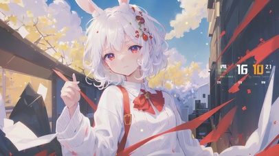 可爱短白发兔耳少女