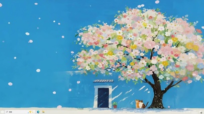 治愈鲜花树下猫咪