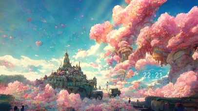 4K 唯美梦幻樱花小岛