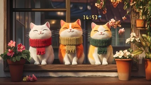 窗台三只猫