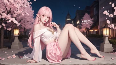 唯美精灵粉发少女