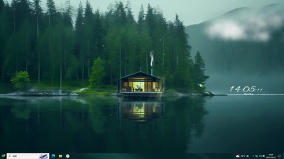 护眼 暮色炊烟小屋 