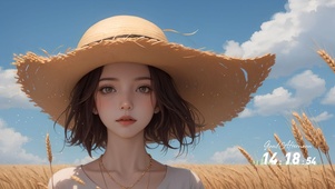 麦田草帽女孩