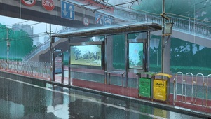 雨天的公交车站