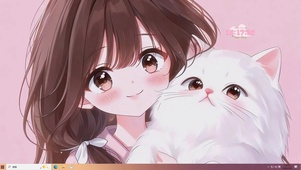 少女与白猫贴贴