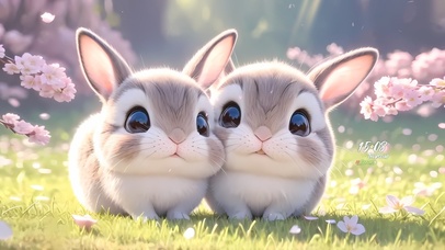 草地可爱小萌兔