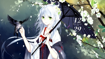 落花古风撑伞少女