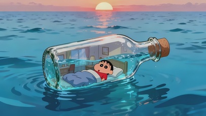 可爱治愈海上漂流房间小新