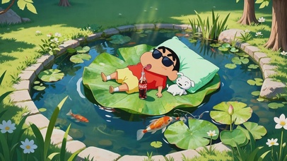 荷塘悠闲蜡笔小新