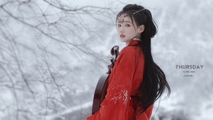 唯美雪中汉服美女